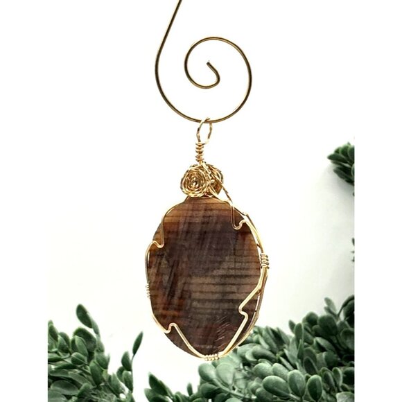 Handcrafted Wire-Wrapped Smoky Quartz Pendant With Intricate Gold Wire Design - Picture 7 of 7